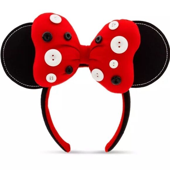 Disney Button Red and Black Mouse Ears Headband - Picture 2 of 11